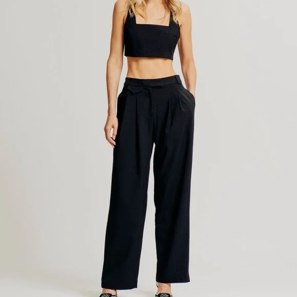 Torn by Ronny Kobo Bex Top Black Cropped Square Neck Sleeveless NWT Size S - Picture 3 of 11